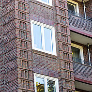 Detailansicht Fassade mit den Balkonen